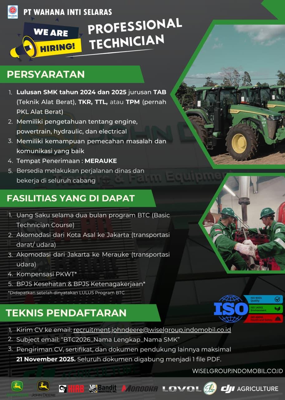 LOWONGAN PEKERJAAN PT WAHANA INTI SELARAS